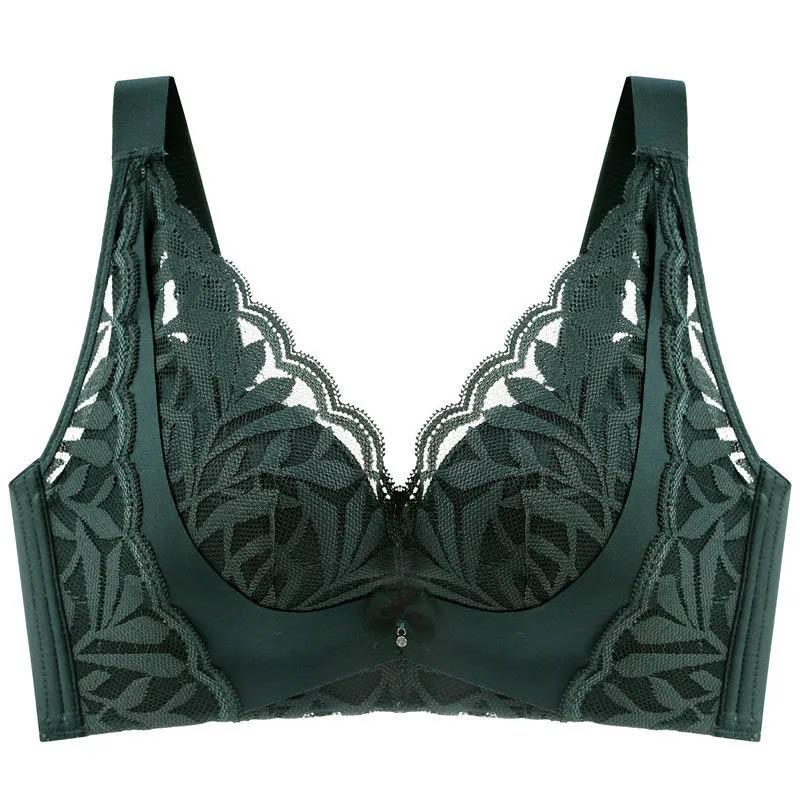 Female Thin Section Large Size No Steel Ring Anti-sagging Close-up Breast Beauty Vest Bra Gathers Big Breasts and Shows Small Adjustment Type Top Bra