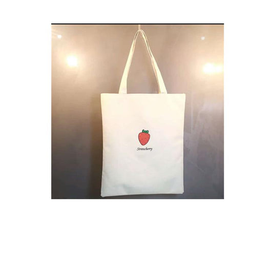 Canvas bag the schoolgirl is cross-carrying a canvas bag with a versatile shoulder