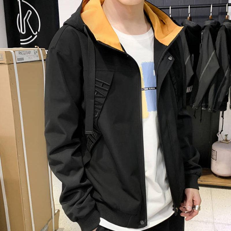 Spring Solid Color Jacket Men Hooded Coat Regular Top Casual and Comfortable Parka