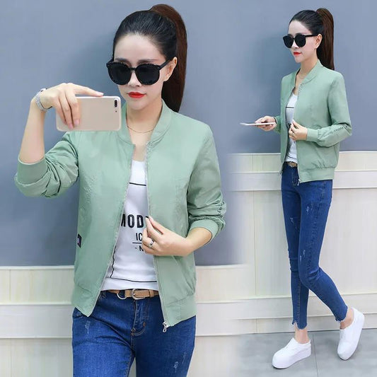 Spring and Autumn Loose Leisure All-match Sports Cardigan Baseball Uniform Female Coat