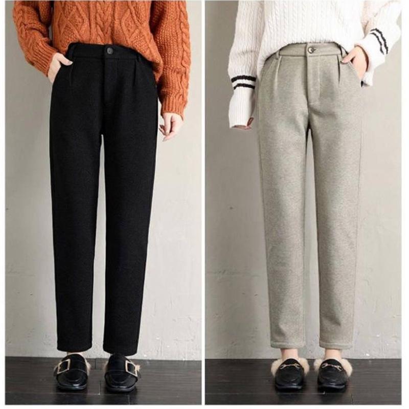 Woolen Pants Women's Autumn and Winter Thickening and Velvet Radish Pants Grandma Radish Daddy Harem Pants Women's Trousers Lengthened