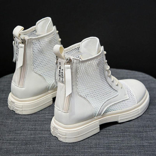 Martin Boots Women's Summer Thin Section Summer Breathable British Style Sandals Hollow Sandals Mesh Boots Mesh Boots