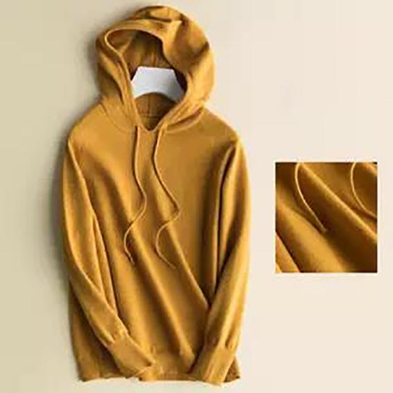 Autumn and Winter New Knit Sweater Women's Head Loose Bottom Solid Color Long-sleeved Hoodie