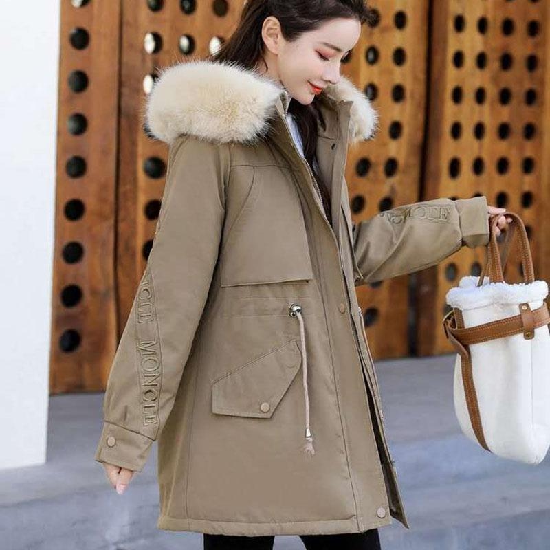 Pai Overcome Female Winter Big Fur Collar New Student Rex Rabbit Fur Liner Embroidery Mid-length Fur Coat