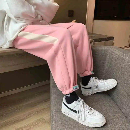 Fried Street Pants Women's Autumn and Winter Plus Velvet Sweatpants Ins Tide Loose and Thin Students All-match