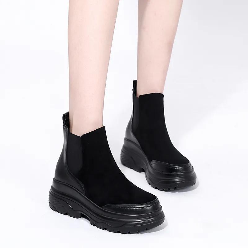 Martin Boots Women's Short Boots Spring and Autumn Single Boots British Style Thick-soled Wild College Korean Heightening Shoes
