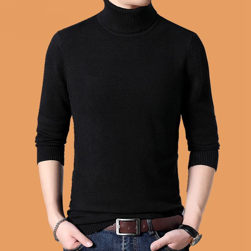 High-necked Men's Sweater Thickened Warmth Pullover Sweater Fashion Slim Sexy Bottoming Shirt for Men
