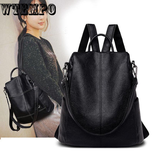 Leather backpack Women Big zipper backpack student bag backpack Female casual travel bags feminina