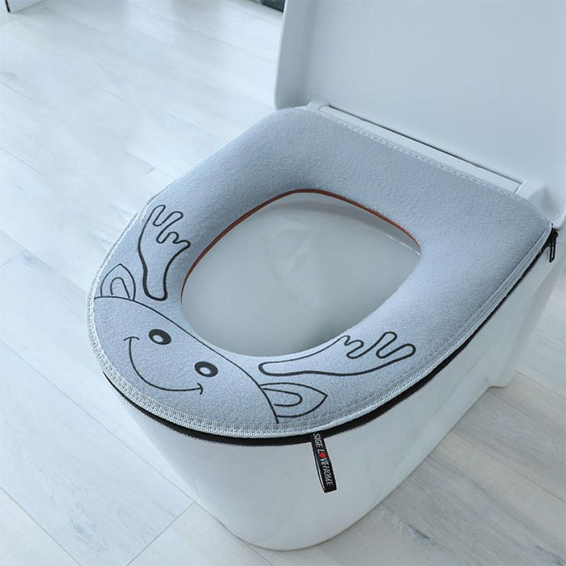 High Quality Solid Color Toilet Pad Plush Universal Thickened Toilet Seat Toilet Seat Zipper
