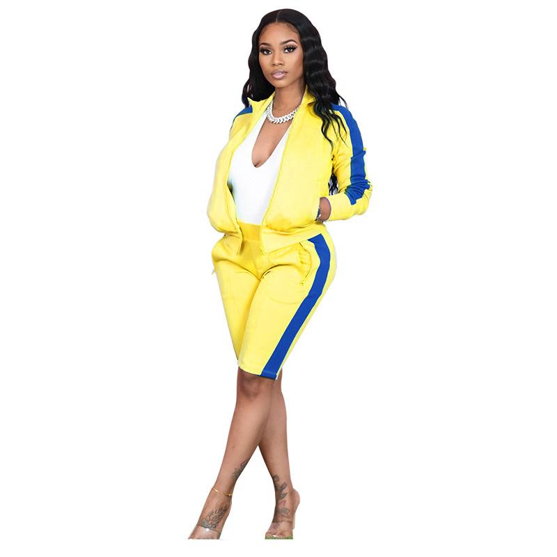 Women Casual Sweatshirt Suit Tops Shorts Autumn Long Sleeve Pullover Loose Sweatshirts Coat Short Pants
