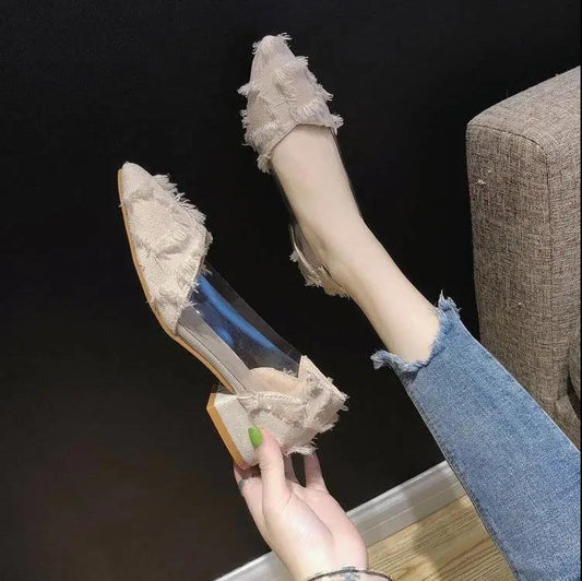 Flat Shallow Shallow Shoes Women Low-heeled Tassel Pointed Toe Shoes Low-heeled Ladies Casual Shoes Work Professional Shoes