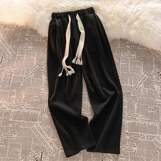 Women's Autumn High Waist Drawstring Wide Leg Sports Pants Korean Style Loose Beam Leggings Casual Guard Pants Ins Walking Pants Fitness Pants