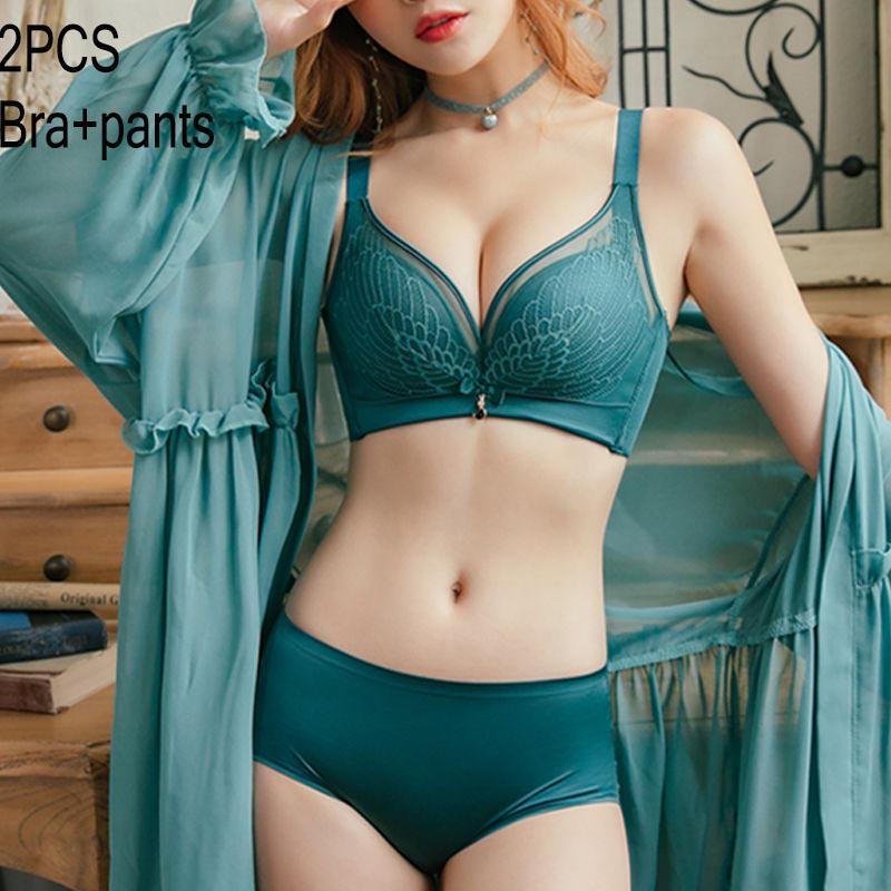 Sexy Drawstring Gathered Bra Set Adjustment Women Bra Panties Set Sexy Lingeire Underwear