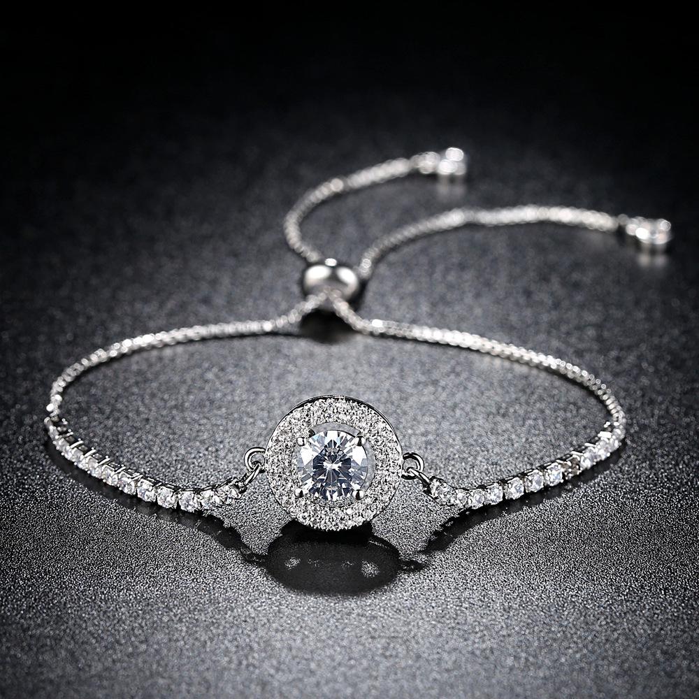 Holy Light Micro-Zircon Adjustable Bracelet Disc Full Diamond Pull Handle Crystal zircon bracelet