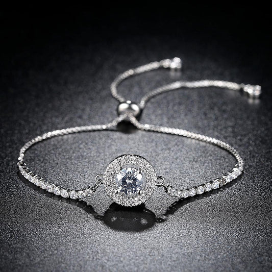 Holy Light Micro-Zircon Adjustable Bracelet Disc Full Diamond Pull Handle Crystal zircon bracelet