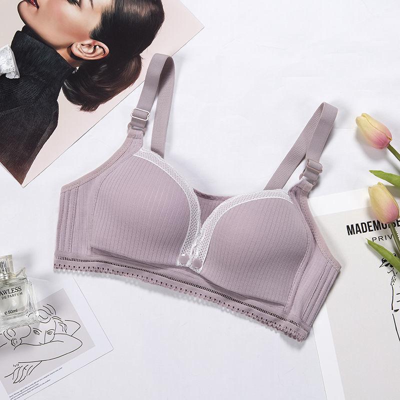 Breast Feeding Underwear Front Open Button Strapless Type Gathering Without Steel Ring Comfortable Non Slip Breast Feeding Postpartum Breast Milk Bra