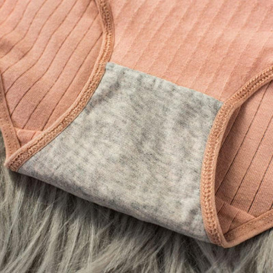 4PCS Cotton Underwear Women's Comfortable Sexy Lingerie Breathable Student Less Antibacterial Mid-low Waist Briefs Ladies Striped Underwear Bottoms