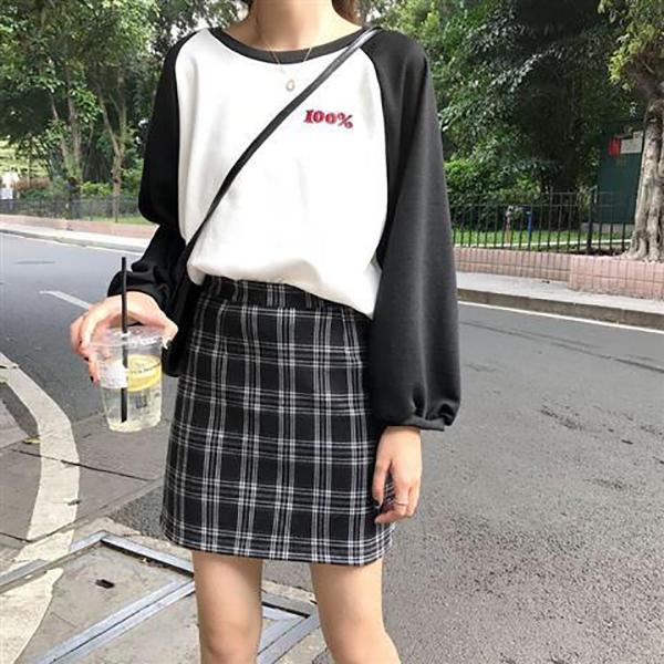 Sweet Girls Pleated Skirt High Waist Plaid A-Line Flare Skater Short Skirt Uniforms Cosplay School