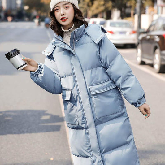 Down Padded Jacket Women's Loose Mid-length Coat Over-the-knee Coat Winter Padded Jacket