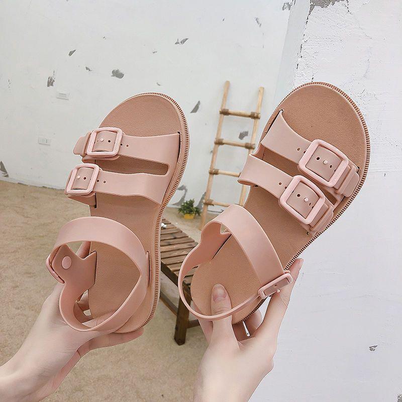 Summer Roman Sandals Wild Ladies Sandals Female Students Flat-bottomed Harajuku Style Beach Sandals Light and Comfortable