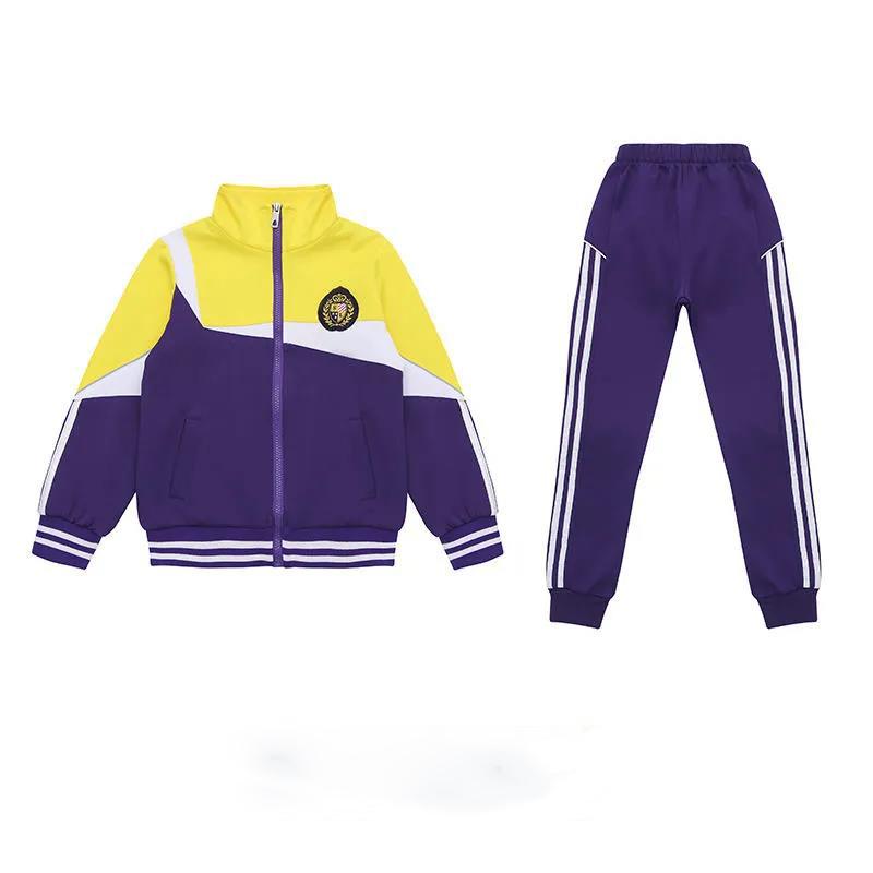 Kindergarten Uniforms Spring and Autumn Clothes Children's Sports Class Uniforms Primary School Uniforms College British Purple Three-piece Suit