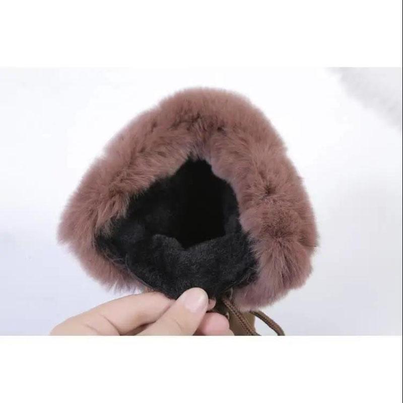 Women's Shoes Low-heel Round Toe Waterproof Platform Rubber Sponge Cake Sole Faux Short Plush Cotton Boots