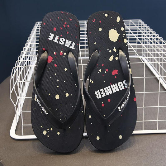 Flip-flops Letter Printing Graffiti Men's Shoes Summer Sandals and Slippers for Men