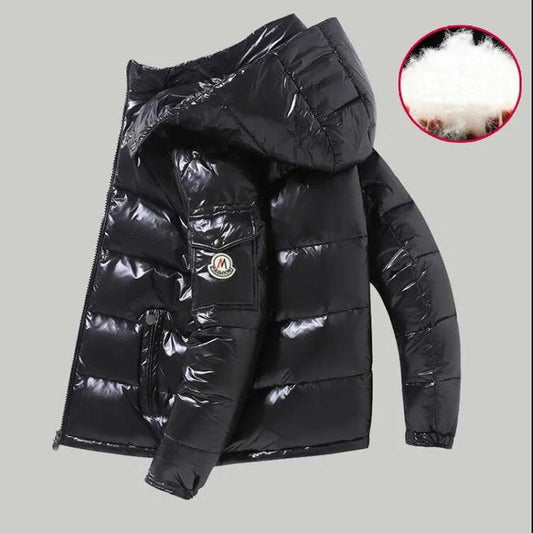 Pure Color Shiny Down Coat Winter Men Down Jacket Thick Warm Jacket White Duck Down Padded Coat