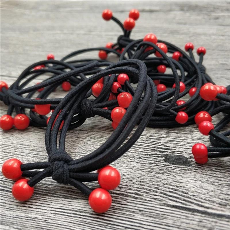 10/100PCS Red Bean Hair Rope Three-in-one Hair Accessories Knotted Head Rope Black High Elastic Hair Tie Girls Ponytail Headband