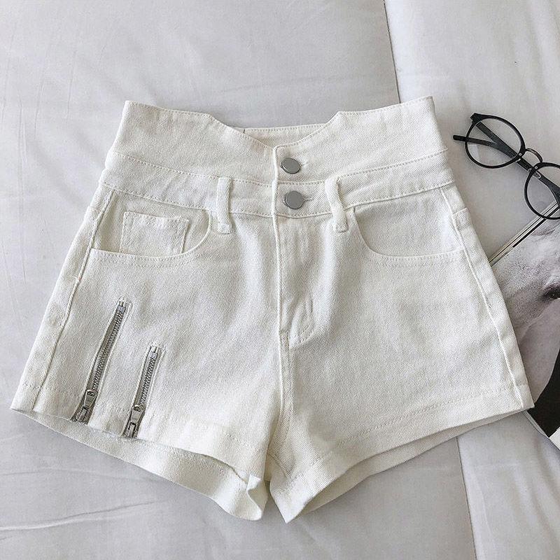 Large Size Loose Denim Shorts Female High Waist Summer Korean Version Was Thin Fashionable Double Zipper Wide Leg Pants