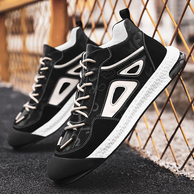 Fall Men's Korean Style Martin Boots Trendy Student All-match Mid-cut Boots Men's Waterproof High-top Shoes