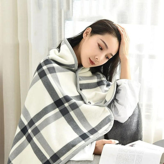 Shawl Cloak Blanket Autumn and Winter Thickening Heating Thermal Office Nap Blanket Air Conditioning Blanket Flannel Buckle Cover Blanket