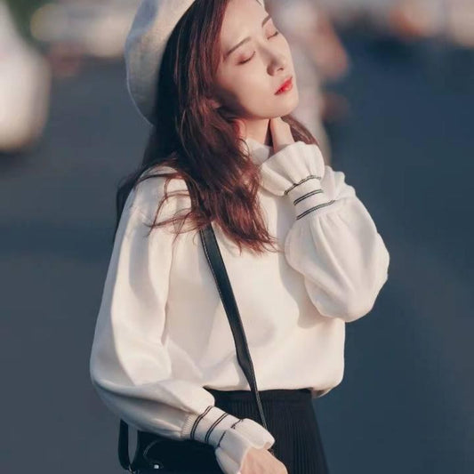 Autumn and Winter High-quality Core-spun Yarn Sweater Women Loose Pullover Wild Sweater