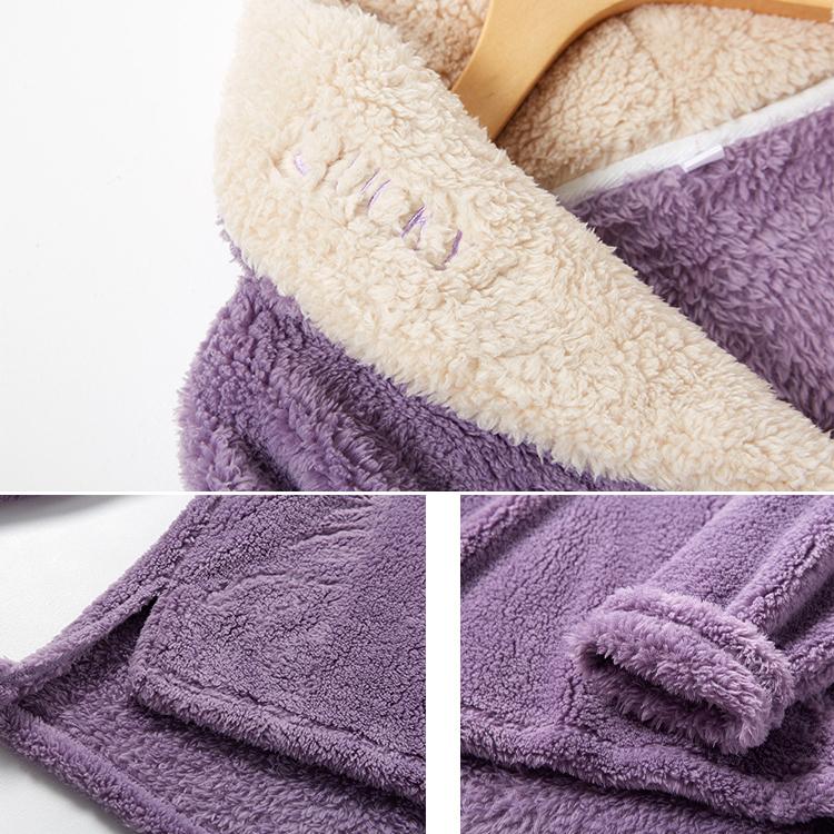 Coral Fleece Pajamas Set Women Autumn Winter Flannel Sleepwear Suit Thickening Couples Homewear Pullover Hooded Long Sleeve Velvet Warm Pyjamas