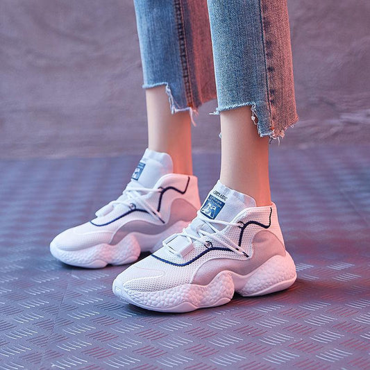 High-top Sneakers Female Students Korean Version of The Wild Harajuku Daddy Shoes Women Casual Running Shoes Women's Single Shoes