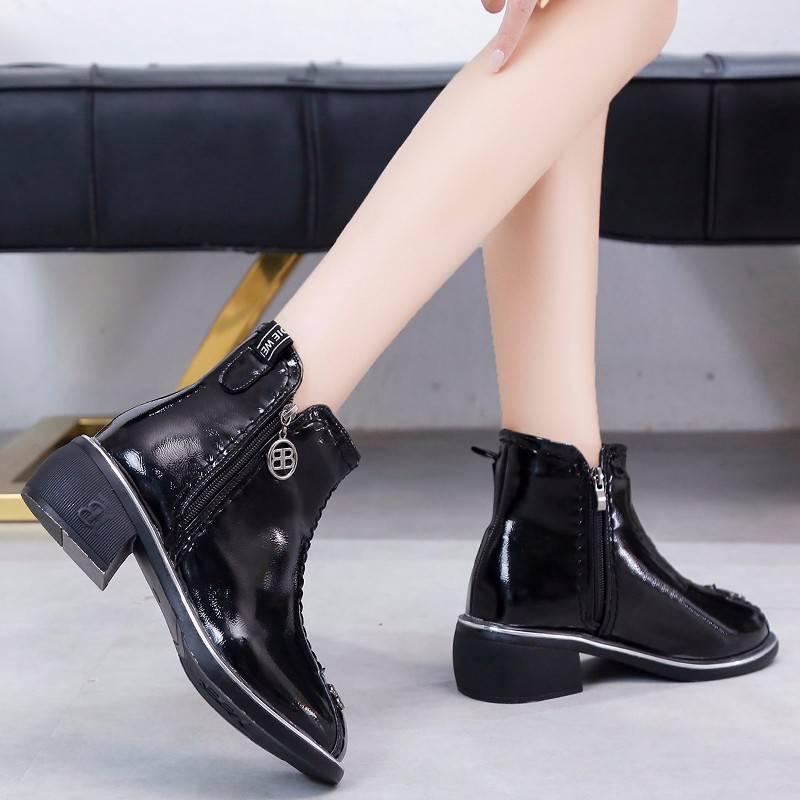 Women Leather Boots Ankle Boots Fashion Chelsea Low Heels Ladies Booties Spring Ladies Shoes