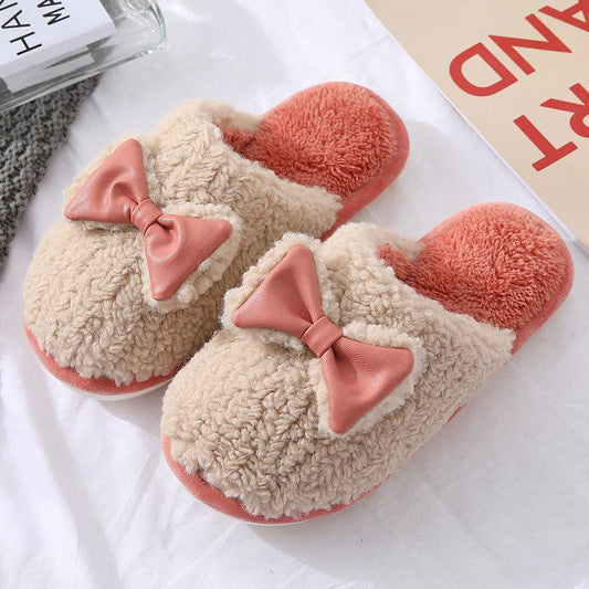 Autumn and Winter Pure Cotton Slippers Indoor Non-slip Soft-soled Shoes Warm Simple Plush Cotton Shoes