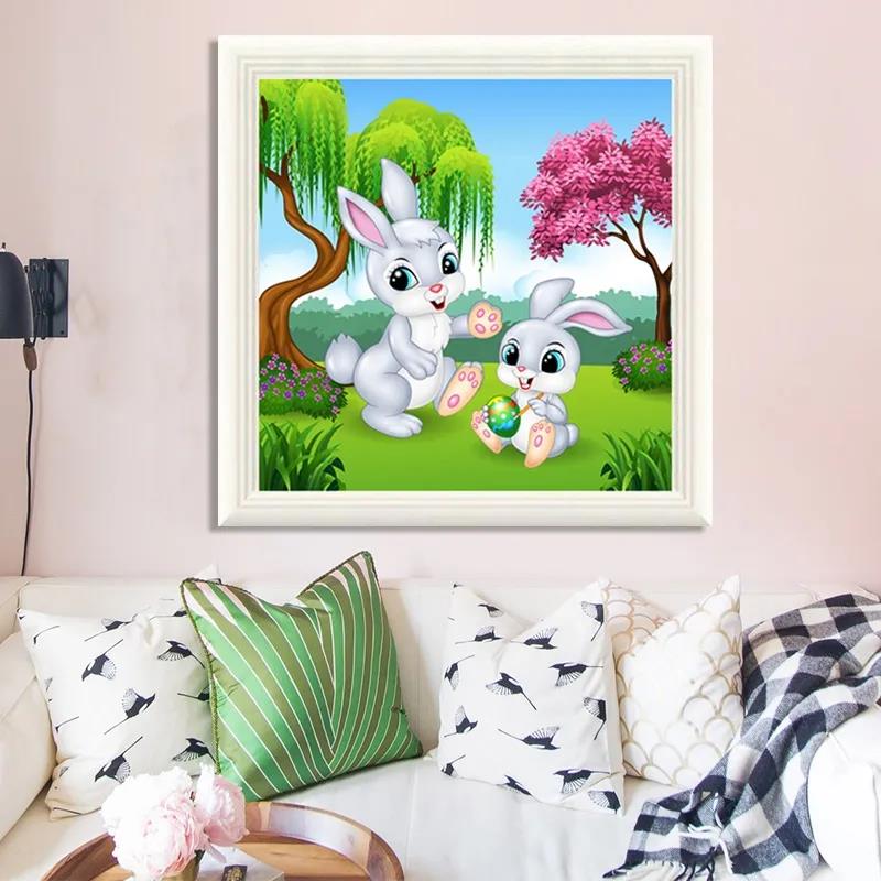 Diamond Painting Full of Diamond Dot Stickers Diamond Cross Stitch Cartoon Bedroom Children's Small Cute Rabbit