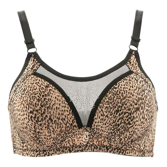 Ladies No Steel Ring Thin Bra Sexy Leopard Print Gathered Tube Top Anti-glare Anti-sagging Adjustable Breathable Bra