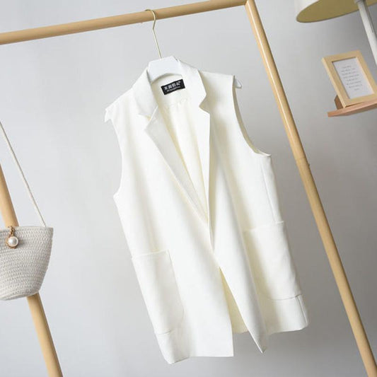 Women's Suit Waistcoat Mid-length Waistcoat Loose and Thin Waistcoat Sleeveless Suit Jacket Women's Loose Sleeveless Comfortable Jacket