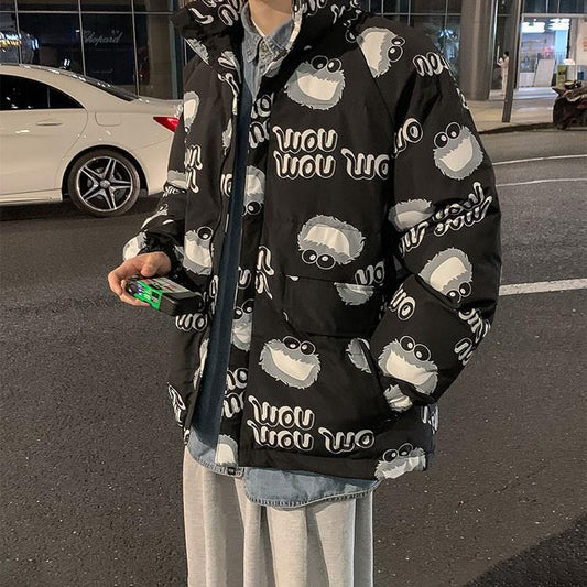 Cotton Men's Winter Jacket Ins Hong Kong Style Cotton Clothes Korean Version of The Trend Loose Padded Stand Collar Padded Jacket