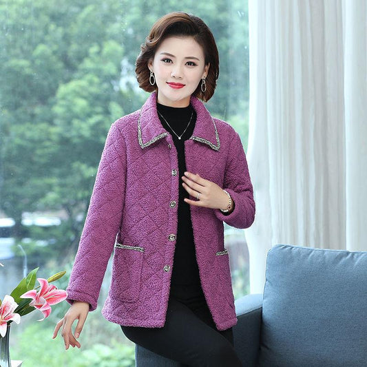 Cotton-padded Jacket Women's Winter Plus Velvet Thickening Imitation Lamb Hair Short Grain Velvet Loose Woolen Coat