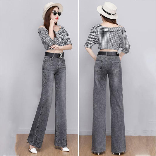 Summer Wide-leg Pants Jeans Girls High Waist Slim Straight-leg Pants Loose Casual Trousers