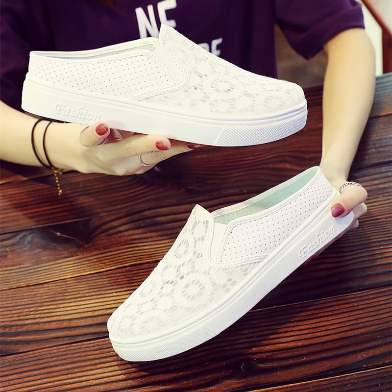 Mesh Hollow White Sneakers Women Summer Shoes Woman Fashion Breathable Platform Slip-On Elegant Ladies Shoes Female