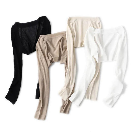 Knitted Cardigan Ultra-short Sun Protection Shirt Women's Thin Air-conditioned Shirt Shawl with Long Sleeves