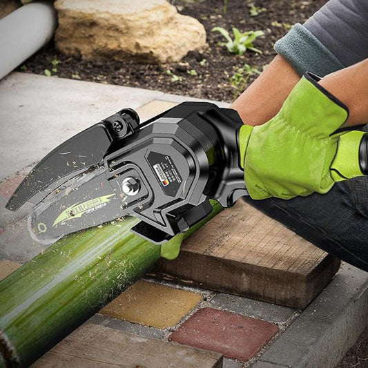 21V Enhanced Luxury Cordless Chainsaw Set 15cm Logging Saw Pruning Saw Garden Tool with 2 Battery and Tool Box