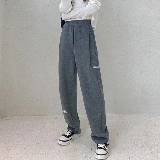 Gray Sweatpants Women's Loose-fitting Feet Korean Style High Waist Drape Tight Legs Wide-leg Straight-leg Pants Casual Pants