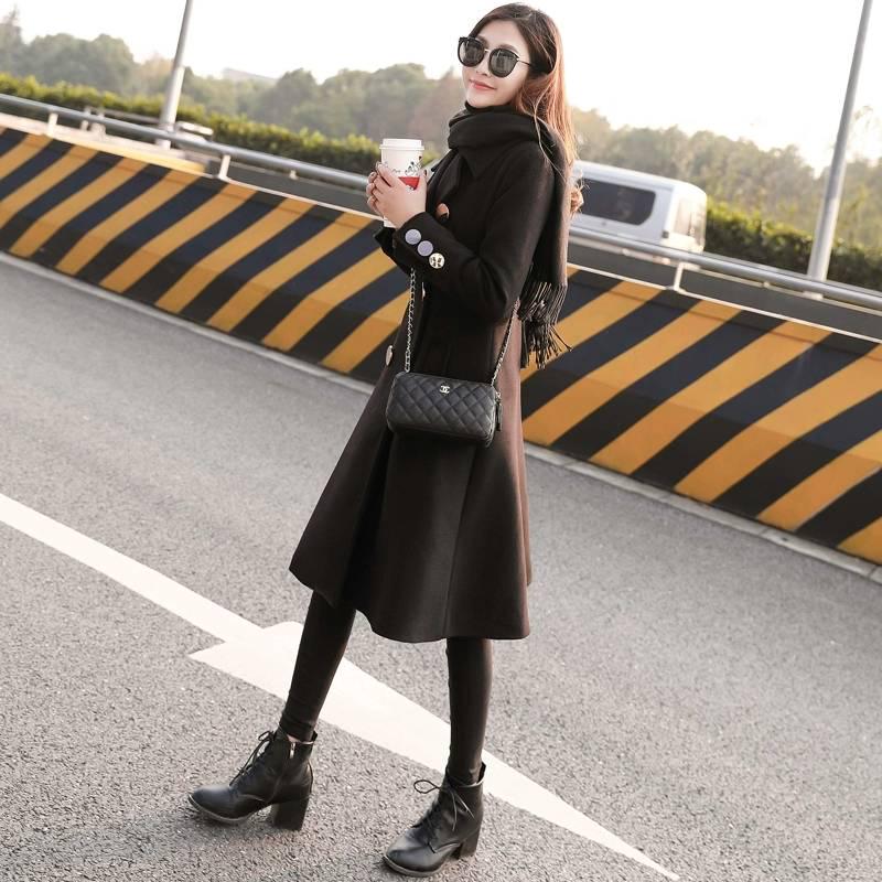 Wool Blend Jacket Winter Tweed Coat Women Long Sleeve Elegant Overcoat Autumn Winter Streetwear Coat