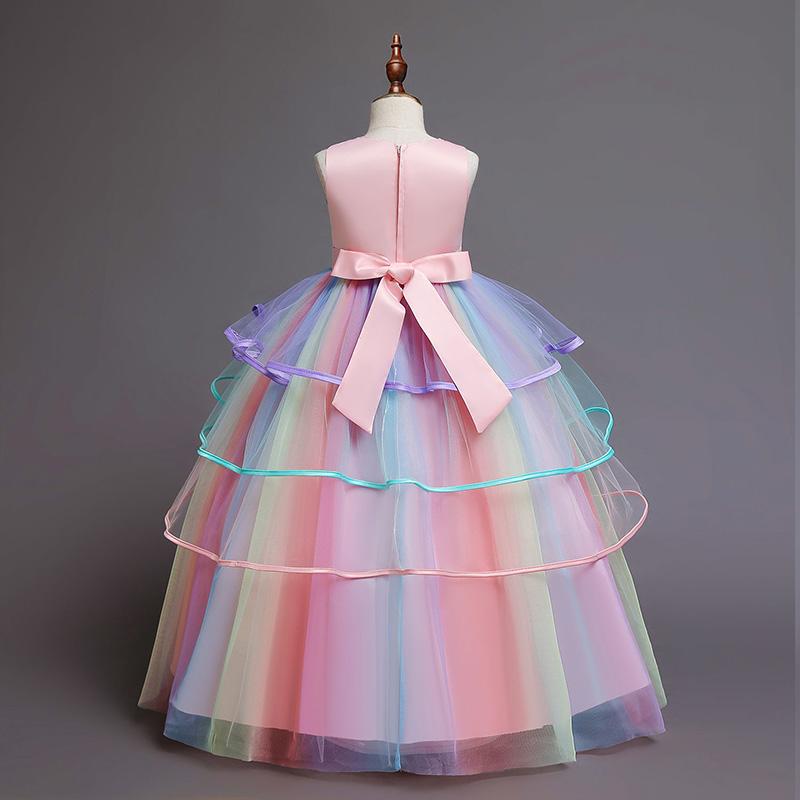 Kids Unicorn Dress for Girls Flower Appliques Ball Gown Little Girl Princess Dresses Elegant Party Costumes Children Clothing