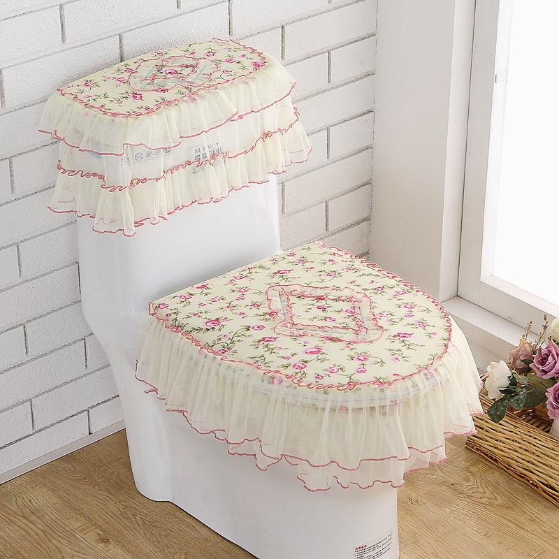 Toilet Seat Toilet Single Three-piece Seat Cushion Toilet Seat Ferrule U-shaped Zipper Lace Toilet Seat Water Tank Cover